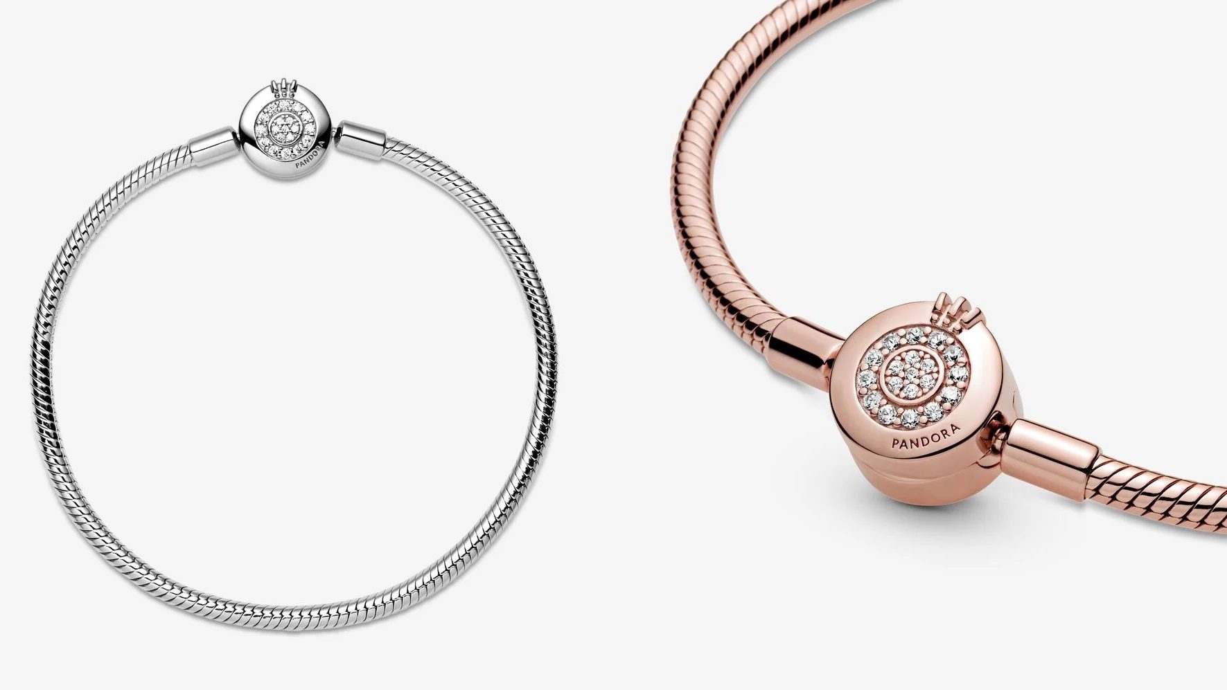 Pandora Moments Sparkling Crown O Snake Chain Bracelet